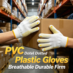 Guantes de Seguridad de Algodón con Puntos de PVC al por Mayor, Antideslizantes, Tamaño y Color Personalizables, Sin Silicona, para Protección Laboral, Uso General - Product Image 1