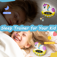 Réveil numérique pour enfants, horloge intelligente licorne, veilleuse, machine d'apprentissage du sommeil, fonction snooze, alimenté par USB