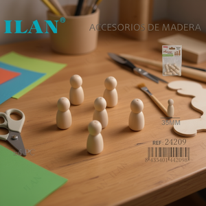 Pupazzo in Legno ILAN 35mm, Accessorio Artigianale in Legno Naturale per Progetti Fai-da-Te - Product Image 2