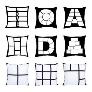 Black and <b>White</b> Polyester Panel Non-Faded Throw <b>Pillow</b> Sublimation Buffalo Check Plaid Square Heart Cushion Cover - Product Image 1