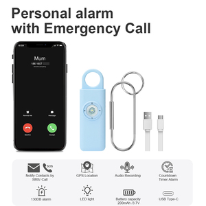 Alarma de Seguridad Personal Recargable de Alta Sensibilidad de 130dB |   Botón de Pánico SOS con Luz LED de Modo Dual |   Alarma Antirrobo y de Autodefensa - Product Image 3