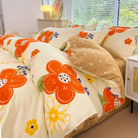 Ensemble de housse de couette en sergé brossé épaissi en gros, imprimé botanique, ensembles de draps, taille king