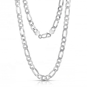 Bán Buôn 925 Sterling <span class=keywords><strong>Silver</strong></span> Ý 3.7Mm 16-24 Inch Kim Cương Cut-Figaro Liên Kết Chuỗi Vòng Cổ - Product Image 6