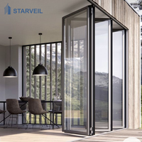 Porte accordéon pliable Starveil USA Project avec cadre en aluminium moderne et panneaux en verre trempé pour usage extérieur et intérieur