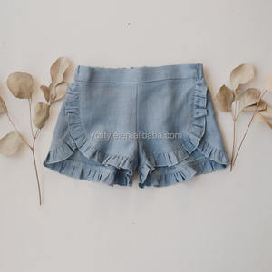 الأغاف الكتان شورت مكشكش مخصص تصميم الاطفال عارضة الصيف السراويل فتاة - Product Image 4