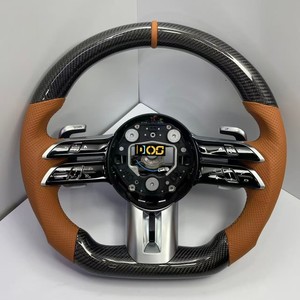 Volant en cuir perforé noir style carbone pour <span class=keywords><strong>Mercedes</strong></span> Benz W213 C238 W463 W464 W222 C217 CLS C257 W205 C63 <span class=keywords><strong>AMG</strong></span> - Product Image 5
