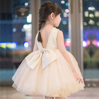 Robe de princesse mini-formelle pour enfants, tenue de fête, été, grand nœud, robe de princesse pour bébé fille, anniversaire, 2 ans, blanche, moelleuse, robe de bal pour enfant