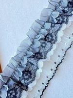 Dentelle en mousseline personnalisée avec volants plissés et perles pour ourlets et poignets de robes de mariée, accessoires pour femmes