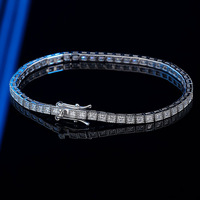 Bracelet tennis classique en argent sterling S925 plaqué rhodium avec zircon cubique de 3 mm et pierres multicolores pour femme - Vente en gros