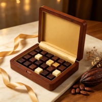 Boîte à chocolats rectangulaire en bois avec couvercle gravé au laser, doublure en PU, logo personnalisé pour l'emballage de cadeaux de dessert du Ramadan et de l'Aïd au Moyen-Orient
