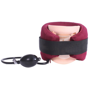 Collarín inflable rojo para cuello, dispositivo de tracción cervical manual portátil para uso doméstico, masaje de salud - Product Image 4