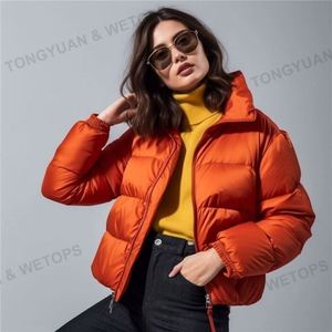 Manteau avec logo personnalisé, grande <span class=keywords><strong>taille</strong></span> 2023, vêtements d'extérieur courts pour femmes, vêtements d'hiver, veste bouffante pour femmes - Product Image 2
