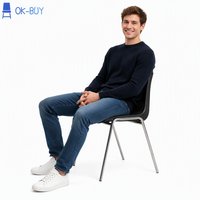 Chaise de conférence empilable en métal avec cadre en acier, capacité de charge de 600 lb, pour la formation, l'école, le bureau