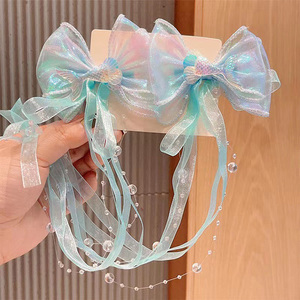 YANE nouveaux accessoires pour cheveux sur les pinces à cheveux fée coréenne pour les filles et l'arc en tulle et la <span class=keywords><strong>pince</strong></span> à cheveux sirène pour les enfants - Product Image 5