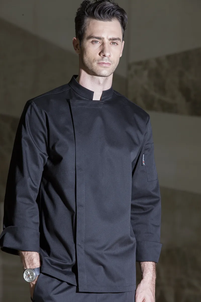 CHECKEDOUT High quality hot sale long sleeve stand collar restaurant hotel kitchen bar chef cook uniform coat jacket