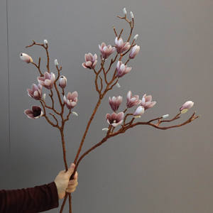 Branche de fleur de magnolia Yulan blanche de haute qualité, toucher réel, en PU fait main, pour la décoration de mariage, de la maison ou de Noël - Product Image 6