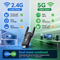 Tarjeta de Red Inalámbrica USB 5G de Doble Banda, Router de 300Mbps, Receptor de Señal para Computadora y TV, Externo para Laptop