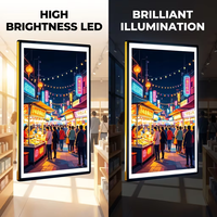 YTSF-A22 Bingkai Foto LED Lightbox Aluminium Ultra Tipis Ukuran Besar, Dioperasikan dengan Baterai, dengan Lampu Latar Kecerahan Tinggi untuk A2/A1