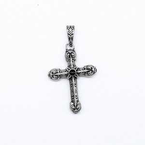 Yunnique <b>Titanium</b> Steel Cross Pendant <b>Necklace</b> with Bezel Set Black Stone Inlay for Men and Women Fashion Jewelry GZYP-0501 - Product Image 5