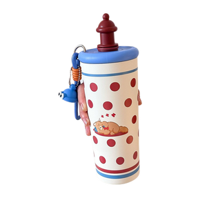 Bouteille <span class=keywords><strong>d</strong></span>'<span class=keywords><strong>eau</strong></span> isotherme de 700 ml avec imprimé de dessin animé fantaisiste, gourde en acier inoxydable pour enfants avec couvercle en forme de château - Product Image 2