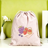 Bolsa de Regalo de Lona Ecológica con Cordón, Diseño de Dibujos Animados, Versátil, Portátil, para Regalos Corporativos y Festivos