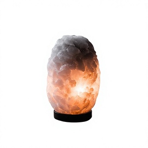 Lampes de sel gris de l'Himalaya de haute qualité 2025, forme naturelle, 2-3 kg, avec base en bois - Product Image 1