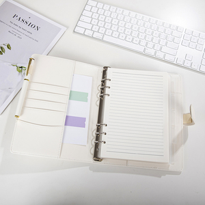 Classeur à anneaux personnalisé <span class=keywords><strong>de</strong></span> luxe en or 6 carnet <span class=keywords><strong>de</strong></span> notes en cuir PU avec recharge d'enveloppes transparentes pour billets - Product Image 4