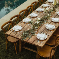 Mobilier d'extérieur commercial Dessus en bois avec pieds en métal Restaurant Salle à manger Table de banquet de mariage pliante en bois pour hôtel