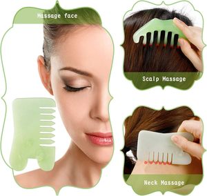 Ensemble de peignes Gua Sha, outil de massage du cuir chevelu, pierre de raclage facial, fournitures d'esthétique, thérapie de drainage lymphatique, logo personnalisé - Product Image 5
