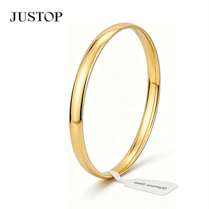 Women's Justop OEM/OEM Custom Waterproof Stainless Steel Gold Plating Hypoallergenic <b>Jade</b> <b>Bangle</b> Fashion Jewelry - Product Image 3