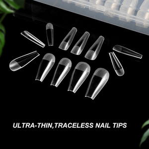 Uñas Postizas Extra Largas Estilo Bailarina, Forma Ataúd, Semi-Mate, Curva Plana, Cobertura Total - Product Image 4