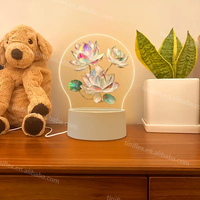 Hindouisme divinité Led acrylique veilleuse Krishna sur Lotus jouant Veena Usb alimenté lampe religieux décor à la maison cadeau