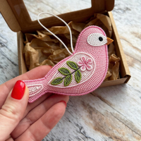 Porte-clés oiseau perlé fait main personnalisé, pendentif brodé de perles de rocaille, breloque mignonne pour sac, cadeau pour femme