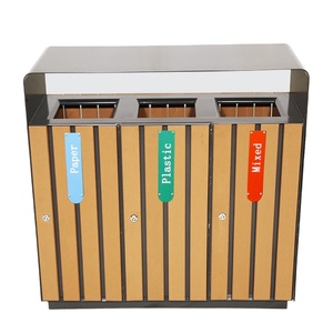 Contenedor <span class=keywords><strong>de</strong></span> <span class=keywords><strong>Basura</strong></span> y Reciclaje Comercial para Exteriores, <span class=keywords><strong>Cubo</strong></span> <span class=keywords><strong>de</strong></span> <span class=keywords><strong>Basura</strong></span> Público <span class=keywords><strong>de</strong></span> Madera <span class=keywords><strong>con</strong></span> <span class=keywords><strong>Tres</strong></span> <span class=keywords><strong>Compartimentos</strong></span>, Contenedor <span class=keywords><strong>de</strong></span> Residuos para Parques, Calles y Carreteras - Product Image 1