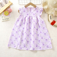 Robes d'été pour filles à imprimé floral, coupe trapèze, style princesse, avec volants bouffants, vêtements pour enfants, tout-petits et bébés, fournisseur en gros