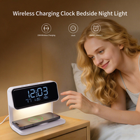 15W draadloos opladen Snel opladen Bedlampje Moderne tafellamp Luxe Touch-nachtkastjelamp Wake Light-wekker 6 LED