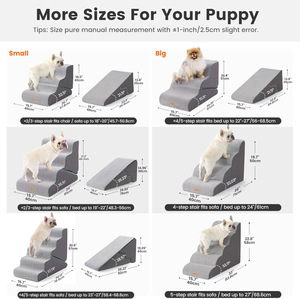 중형견(테디 비숑)용 압축폼 양면 애완동물 계단 - 등반용 소파 침대 분리 및 세탁 가능 통기성 - Product Image 4