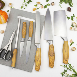 Biểu Tượng Tùy Chỉnh 7Pcs Dao Nhà Bếp Đặt Thép Không Gỉ Đầu Bếp Của Dao Gỗ Hạt Nhựa Xử Lý Tương Thích Với Dao Khối OEM/ODM - Product Image 2