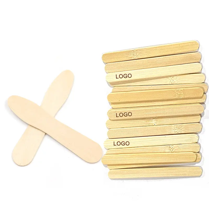 Edible Ice Cream Stick Wood Chip Spoon Custom Design Stick Wood Bamboo Ice Cream Popsicle Sticks 100% Natural Color 50 Cartons