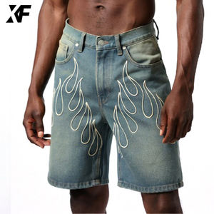 شورت جينز رجالي أصلي من XUFEI بتصميم مخصص، ملابس الشارع، 100% قطن، فضفاض مع تطريز وغسيل حمضي، شورت جينز للرجال - Product Image 2