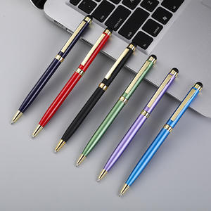 Stylo publicitaire en métal avec stylet, stylo à bille pour hôtel avec stylet, toucher doux, logo personnalisé - Product Image 1
