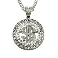 Collier avec pendentif en forme de dollar rotatif, chaîne hip-hop en cristal glacé pour hommes et femmes