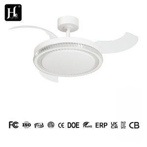 Ventilateur de plafond puissant de 42 pouces avec moteur DC, 4 pales rétractables en plastique, télécommande Bluetooth et lampe intégrée, couleur noire - Product Image 4