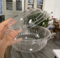 Récipient alimentaire en plastique jetable carré de 12 oz avec couvercle attaché