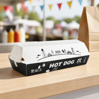 Boîte à hot-dogs jetable avec couvercle, en carton blanc de qualité alimentaire, logo personnalisé, pour saucisses, sandwichs, frites, vente en gros pour les stades