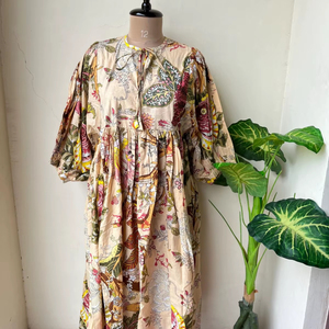 Vestido Mini de Algodón Suave Hecho a Mano para Mujer, Mangas Abullonadas con Estampado Animal, Ecológico, para Fiesta de Novia, Vestido Largo de Verano para Salir de Noche - Product Image 1