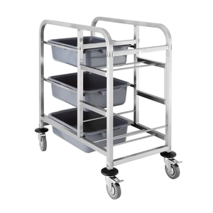 Carrito de Servicio de Acero Inoxidable, Carrito Utilitario Comercial para Restaurante y Hotel |   Carrito de Servicio Resistente de Acero 201 con Ruedas - Product Image 2