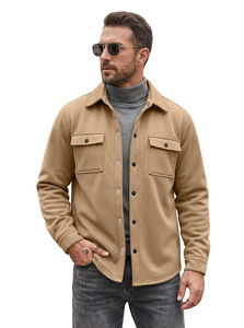 <b>Men</b> Softshell <b>Jacket</b> <b>Utility</b> Workwear Shirt <b>Jacket</b> with Chest Pockets Turn-down Collar Button-up Outdoor Wear - Product Image 1