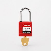 Mini cadenas de sécurité LOTO, corps en nylon, cylindre en laiton, anse longue en acier inoxydable, avec étiquette de danger, clés différentes