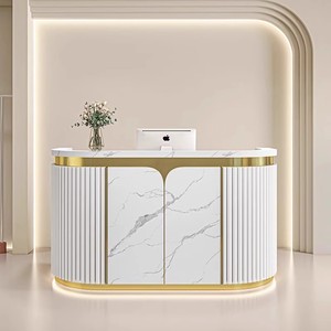 Modern Salon <b>Reception</b> Desk with LED Light Custom Color Beauty Salon Front <b>Counter</b> for Hair Salon Nail Salon - Product Image 3